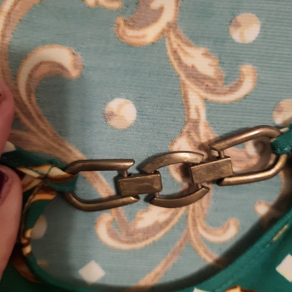 #56 Susan Graver Green Gold Swirl Blouse, Plus Size 2X - Picture 8 of 10